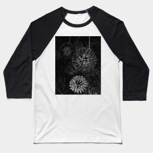 Abstract Black & White Floral Design Baseball T-Shirt